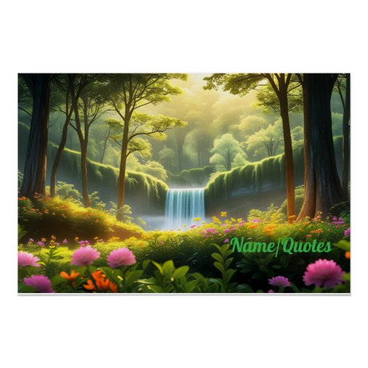 Verzauberter Wasserfall im Wald Poster (Vorderseite)