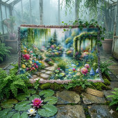 Verzauberter Wasserfallgarten Lilienteich Decke