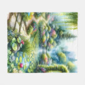 Verzauberter Wasserfallgarten-Lilienteich Fleecedecke (Vorderseite (Horizontal))