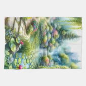 Verzauberter Wasserfallgarten-Lilienteich Geschirrtuch (Horizontal)