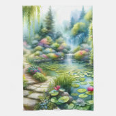 Verzauberter Wasserfallgarten-Lilienteich Geschirrtuch (Vertikal)