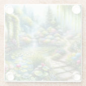 Verzauberter Wasserfallgarten-Lilienteich Glasuntersetzer (Rückseite)