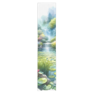 Verzauberter Wasserfallgarten-Lilienteich Kurzer Tischläufer