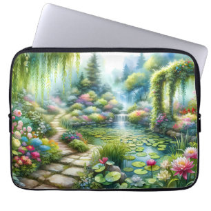 Verzauberter Wasserfallgarten-Lilienteich Laptopschutzhülle