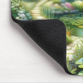 Verzauberter Wasserfallgarten-Lilienteich Mousepad (Ecke)