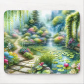 Verzauberter Wasserfallgarten-Lilienteich Mousepad (Vorne)