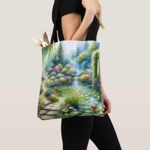 Verzauberter Wasserfallgarten-Lilienteich Tasche