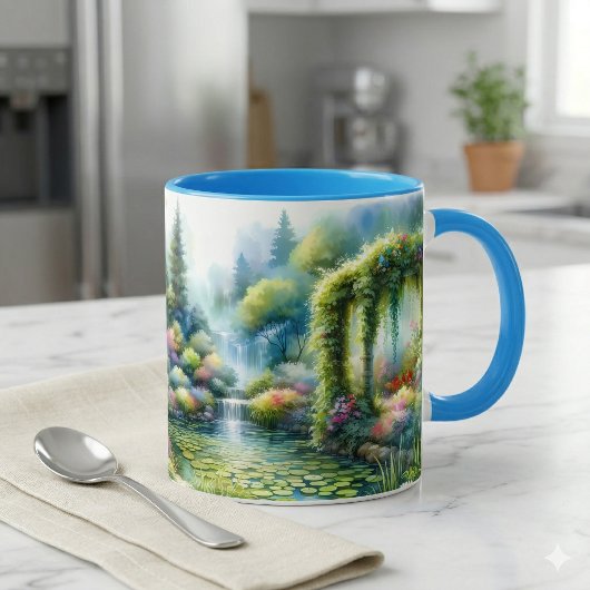 Verzauberter Wasserfallgarten Lilienteich Tasse
