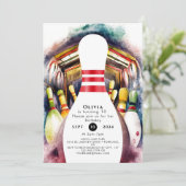 Verzauberter Wasserfarben - Custom Bowling zum Geb Einladung (Stehend Vorderseite)