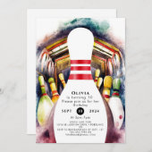 Verzauberter Wasserfarben - Custom Bowling zum Geb Einladung (Vorne/Hinten)