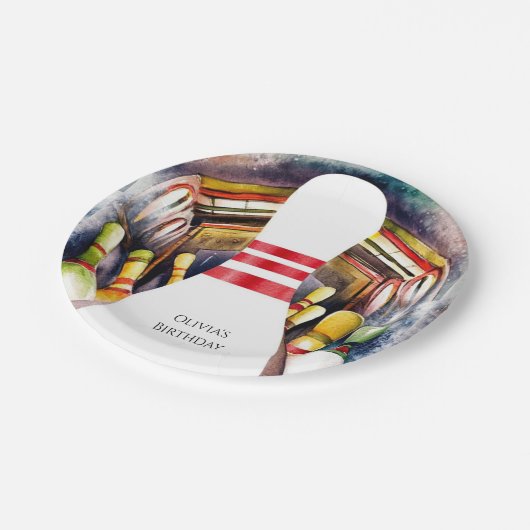 Verzauberter Wasserfarben - Custom Bowling zum Geb Pappteller (Schrägansicht)