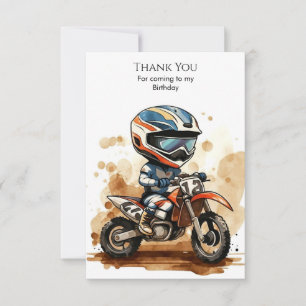 Verzauberter Wasserfarben-Motorrad Geburtstag Dankeskarte