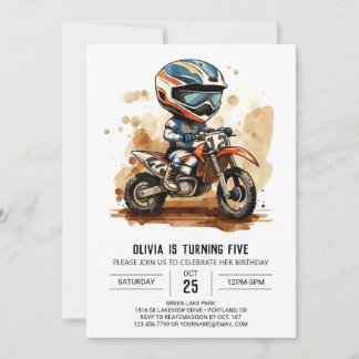 Verzauberter Wasserfarben-Motorrad Geburtstag Einladung