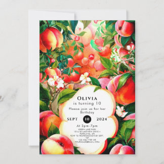 Verzauberter Wasserfarben-Pfirsich zum Geburtstag Einladung