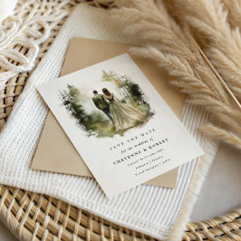 Verzauberter Wasserfarbenwald Save the Date Bohemi Einladung