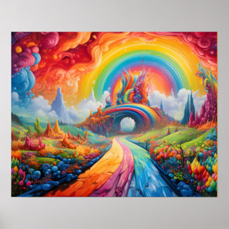 Verzauberter Weg, der zum Regenbogen führt an eine Poster