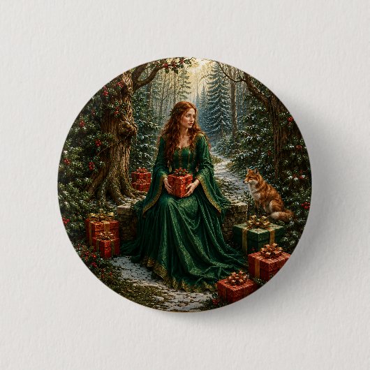 Verzauberter Weihnachtswald Button (Vorderseite)