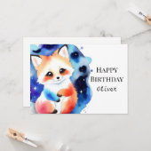 Verzauberter Whimsical Fox Geburtstag Karte (Vorderseite/Rückseite Beispiel)