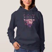 Verzauberter Winter Pink Unicorn Retro Hoodie (Vorderseite)
