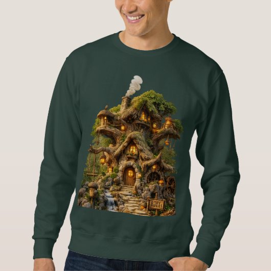 Verzaubertes Baumhaus Fantasy Herren Sweatshirt .. (Vorderseite)