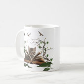 Verzaubertes Bücherwurm-Kätzchen-Kaffeetasse  Kaffeetasse (Vorderseite Links)