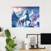 Verzaubertes Einhorn in einem Snowy Fantasy Poster (Heimbüro)
