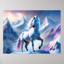 Verzaubertes Einhorn in einem Snowy Fantasy Poster