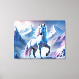 Verzaubertes Einhorn in einem Snowy Fantasy Poster Leinwanddruck