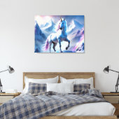 Verzaubertes Einhorn in einem Snowy Fantasy Poster Leinwanddruck (Insitu (Schlafzimmer))