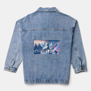 Verzaubertes Einhorn in einer Snowy Fantasy Poster Jeansjacke