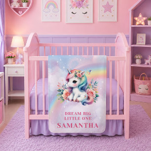 Verzaubertes Einhorn Rosa Lila Mädchen Geburtstags Fleecedecke