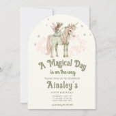 Verzaubertes Einhorn und Märchen zum Personalisier Einladung (Vorderseite)