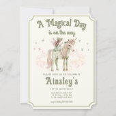 Verzaubertes Einhorn und Märchen zum Personalisier Einladung (Vorderseite)