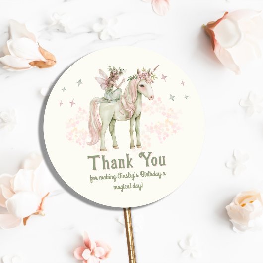 Verzaubertes Einhorn und Märchen zum Personalisier Runder Aufkleber