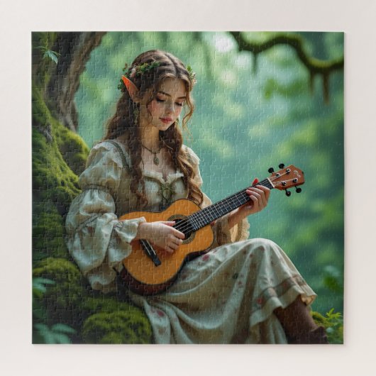 Verzaubertes Elfenmädchen spielt Ukulele Puzzle (Vertikal)