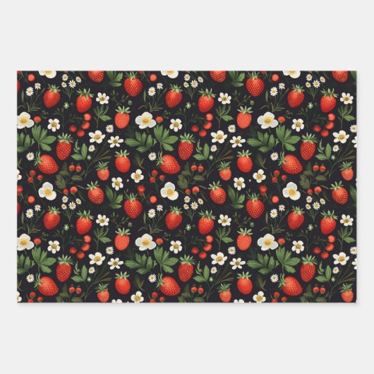 Verzaubertes Erdbeerpapier-Set Geschenkpapier Set (Vorderseite 2)