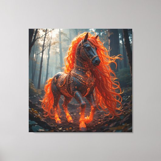 Verzaubertes Feenpferd mit lebendigem Mane Leinwanddruck (Vorderseite)