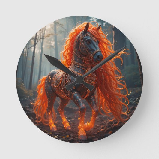 Verzaubertes Feenpferd mit lebendigem Mane Runde Wanduhr (Vorderseite)
