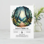 Verzaubertes Feuerstein Naturwald zum Geburtstag Einladung (Stehend Vorderseite)