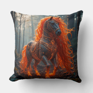 Verzaubertes Feuriges Pferd Mit Lebendiger Mähne Kissen