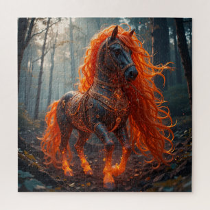 Verzaubertes Feuriges Pferd Mit Lebendiger Mähne Puzzle