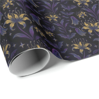 Verzaubertes Florales Fledermaus-Geschenkpapier Geschenkpapier