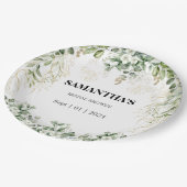 Verzaubertes Foliage Gold & Green Brautparty Pappteller (Schrägansicht)