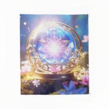Verzaubertes Forest Crystal Orb Tapestry
