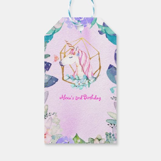 Verzaubertes Forest Fantasy Magical Unicorn Party Geschenkanhänger (Rückseite)