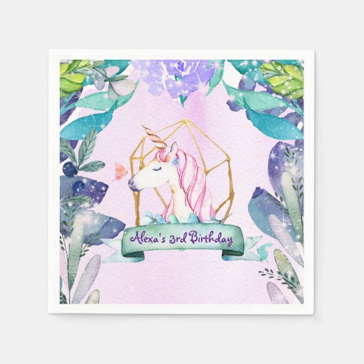 Verzaubertes Forest Fantasy Magical Unicorn Party Serviette (Vorderseite)