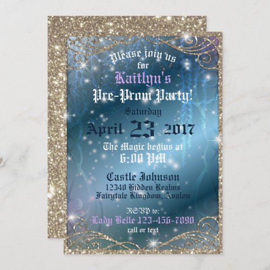 Verzaubertes Garten Vor-Abschlussball Party Einladung (Vorne/Hinten)