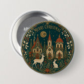 Verzaubertes goldenes Weihnachtsdorf Button (Vorne & Hinten)