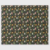 Verzaubertes grünes Wald-Weihnachtsbaum-Muster Geschenkpapier (Flach)