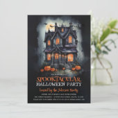 Verzaubertes Halloween-Party im Spuk Haus Einladung (Stehend Vorderseite)